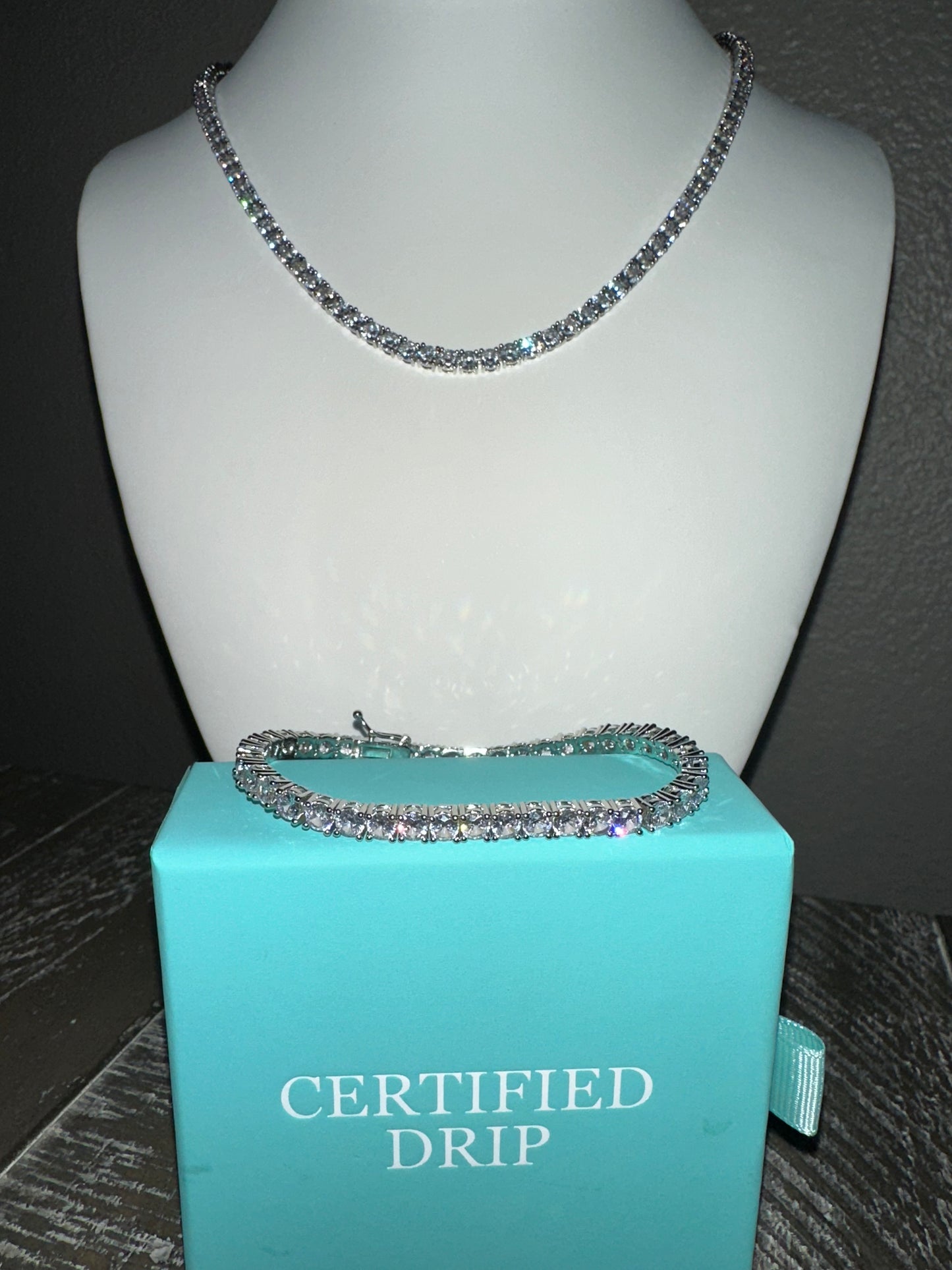 Image of 4mm Tennis Chain & Tennis Bracelet Bundle in silver.