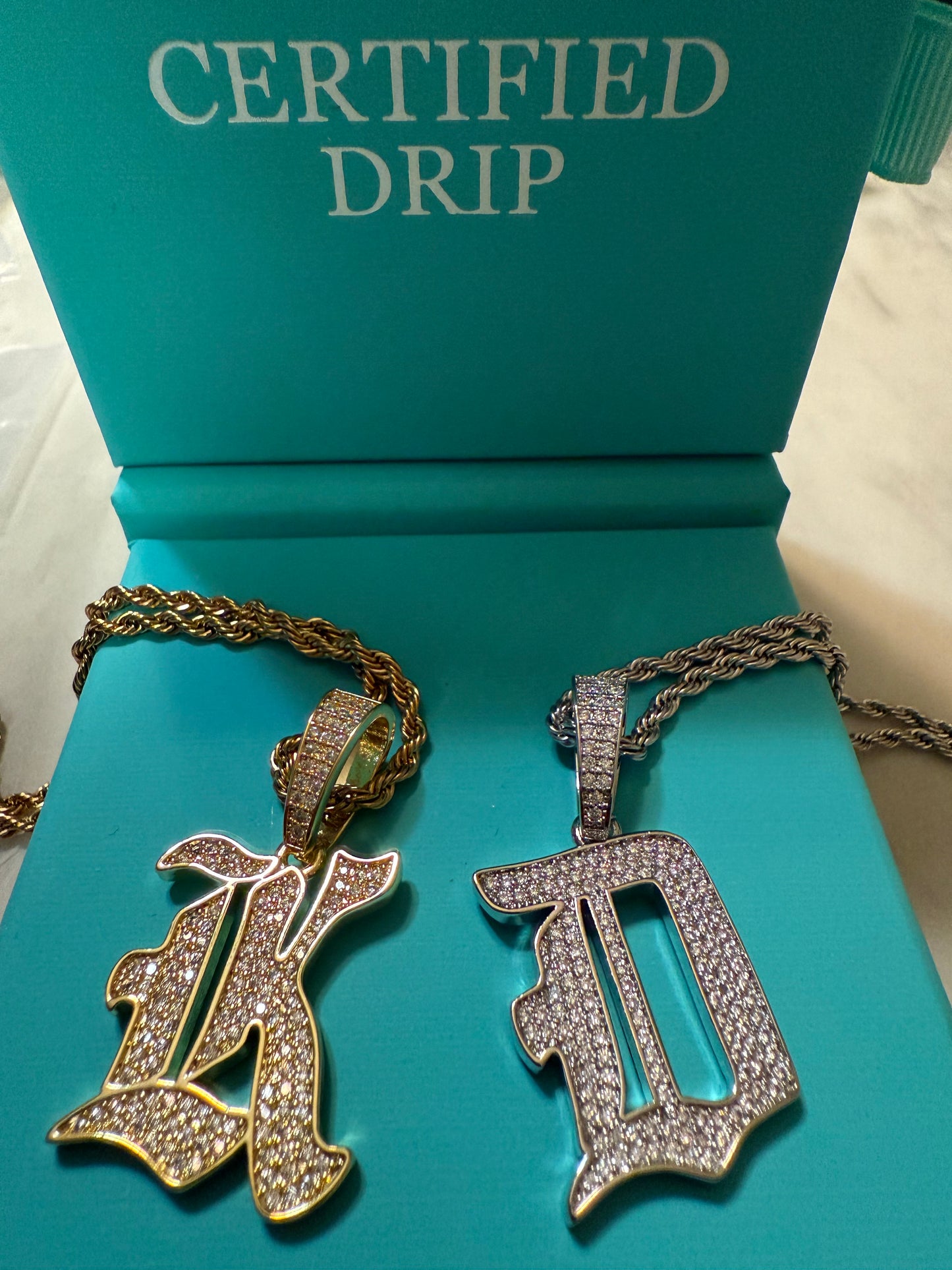 Iced out old English Letter Pendant