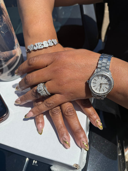 Iced charmed bracelet (custom)