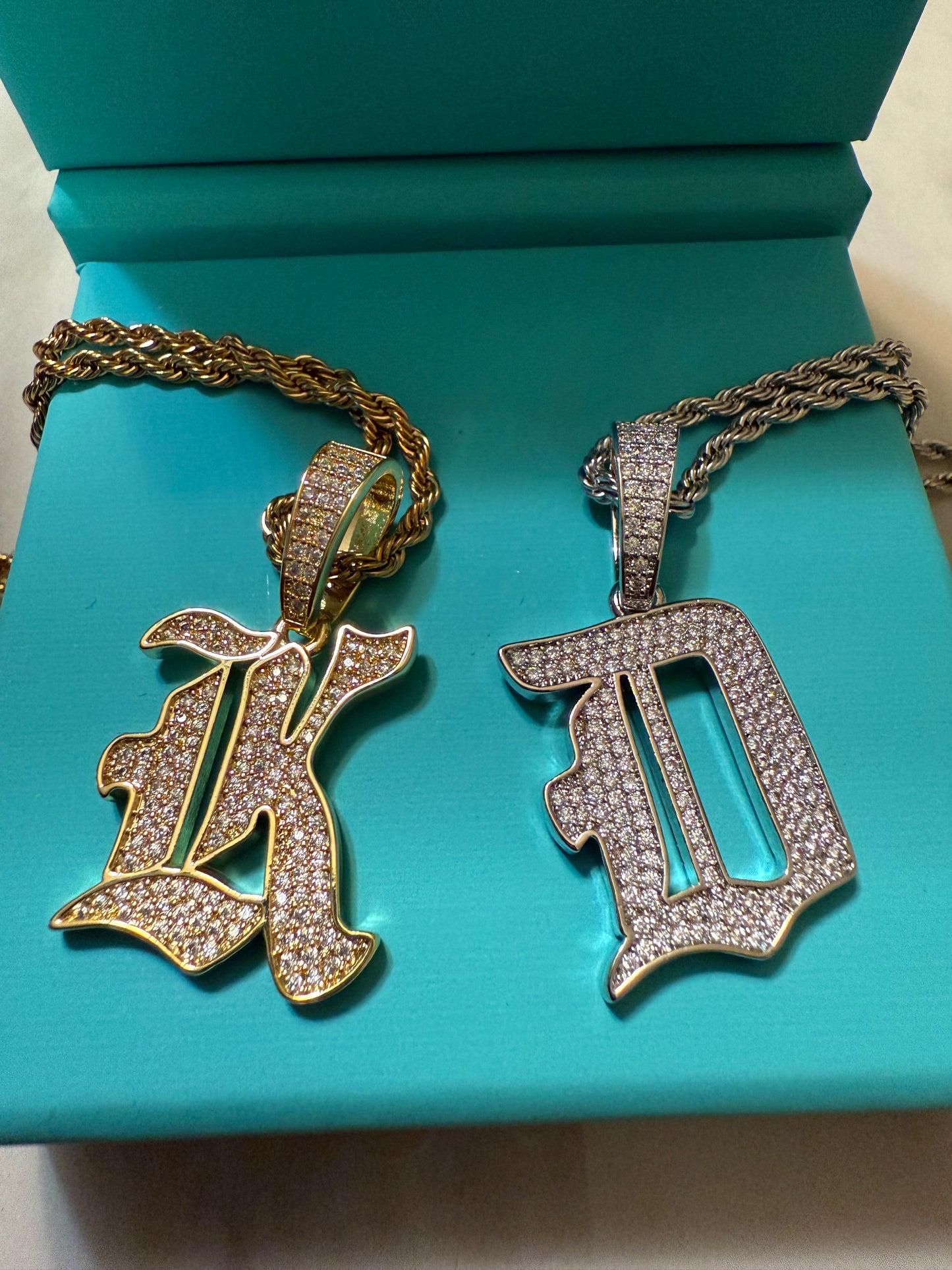 Iced out old English Letter Pendant