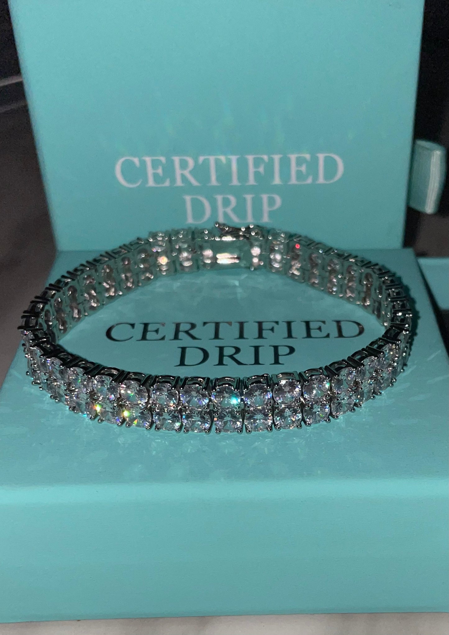 Double row tennis bracelet image in silver. 