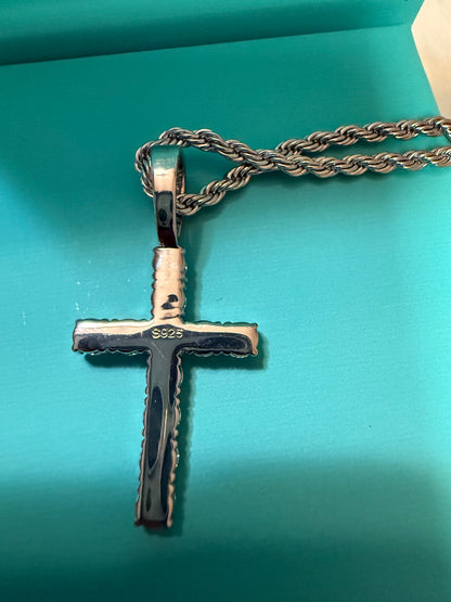 925 Sterling Silver Iced out cross pendant