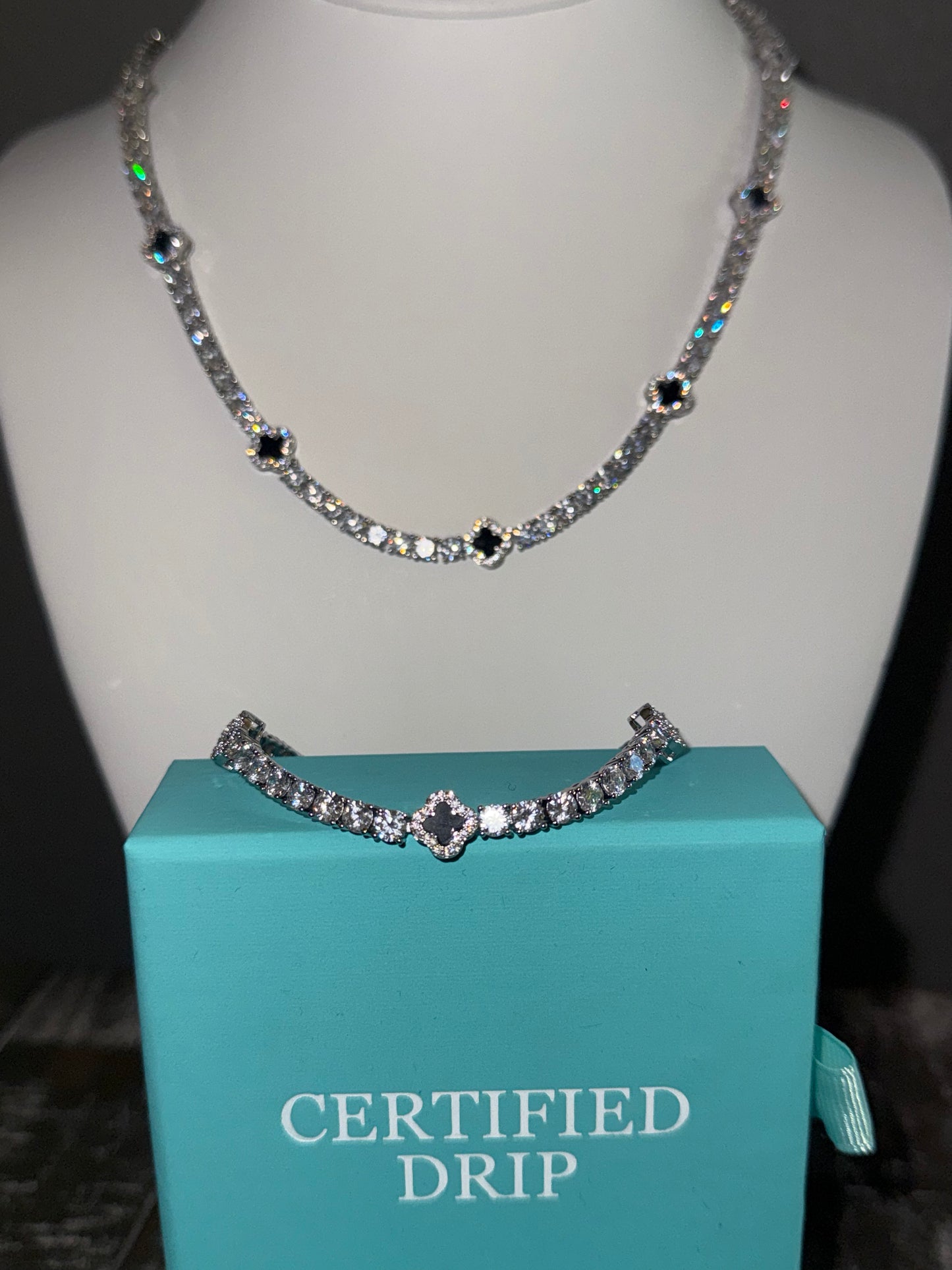 Icy Clover Tennis Chain & Bracelet