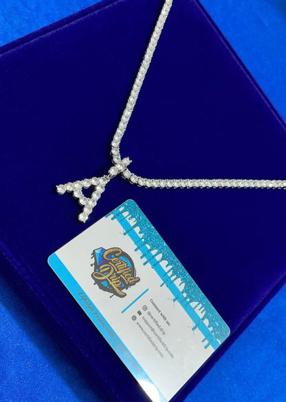  Image of silver Iced Out Letter X Tennis Chain Bundle