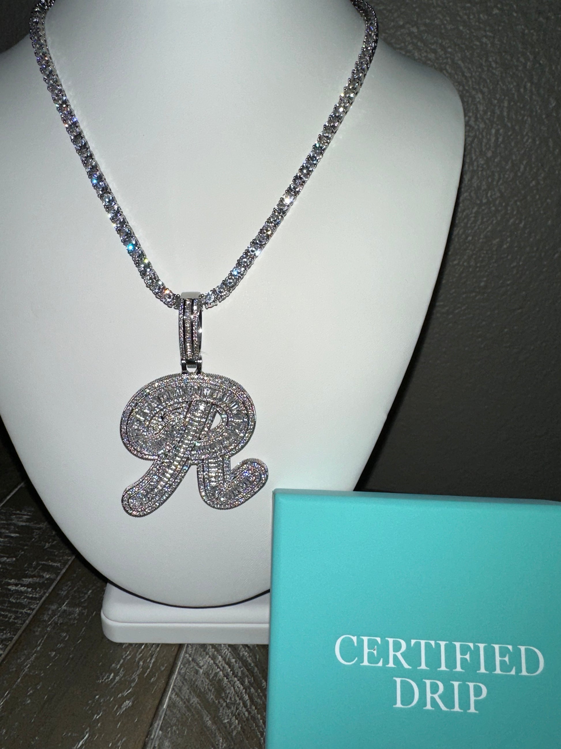 Cursive Letter x Tennis chain bundle - Certified Drip