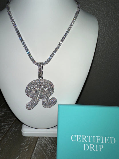 Cursive Letter x Tennis chain bundle - Certified Drip
