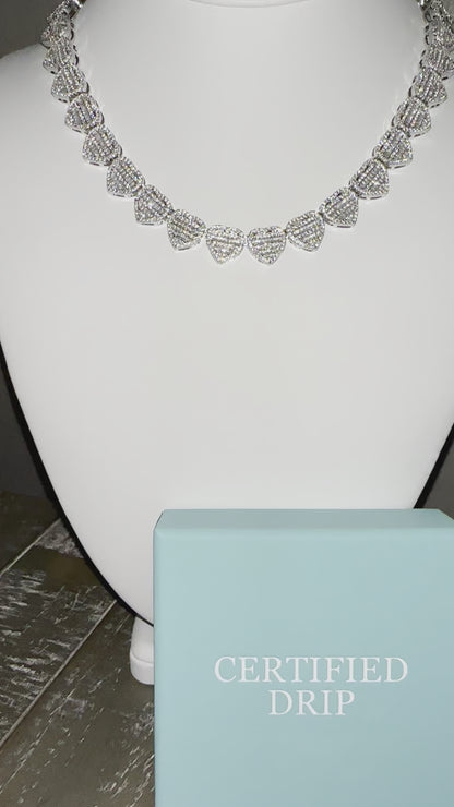 Icy Crushed Baguette Heart Chain