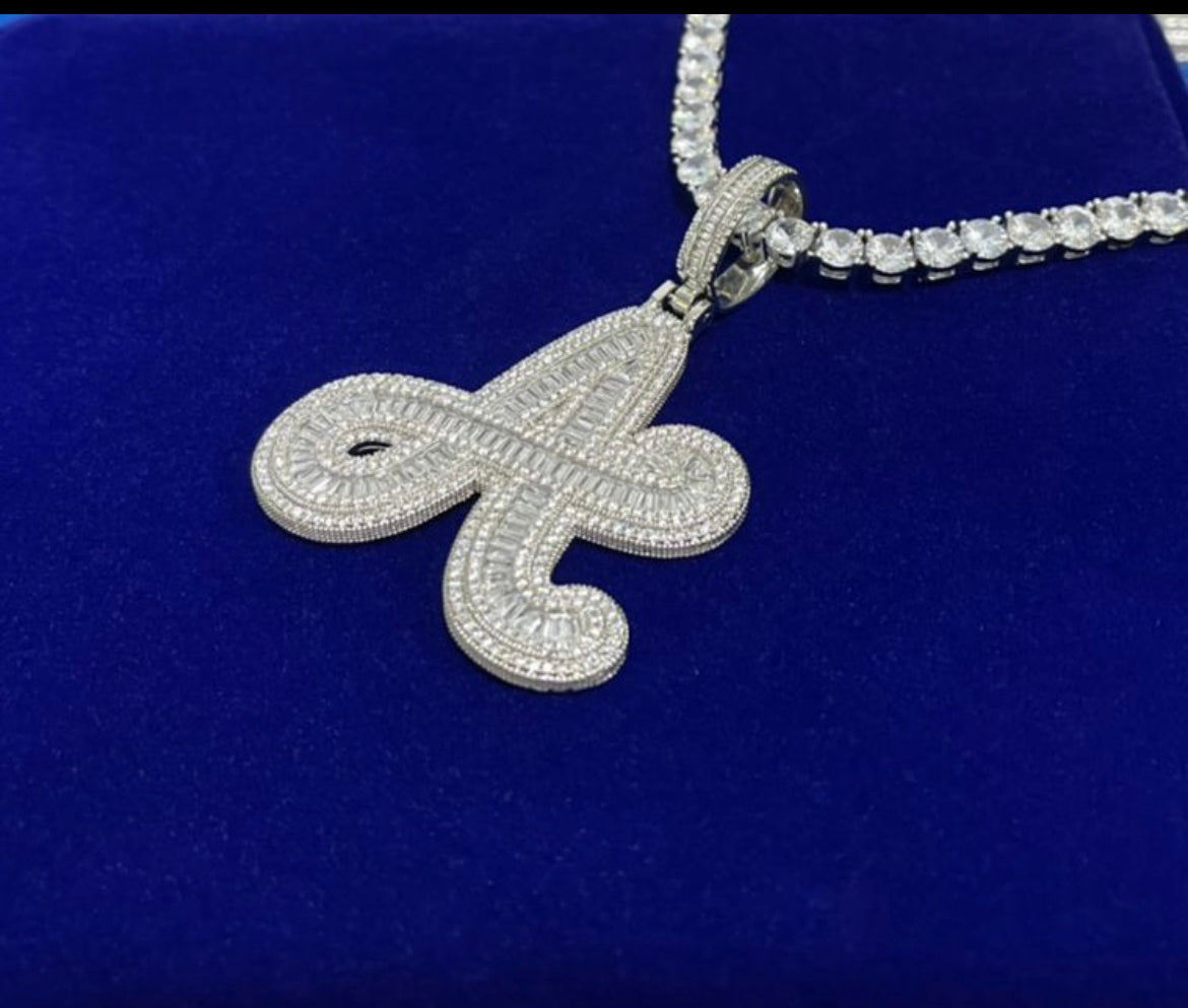 Cursive Letter x Tennis chain bundle - Certified Drip