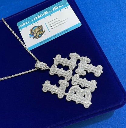 Iced Baguette Micro Paved Custom Name Pendant (Ships in 2-4 weeks) - Certified Drip