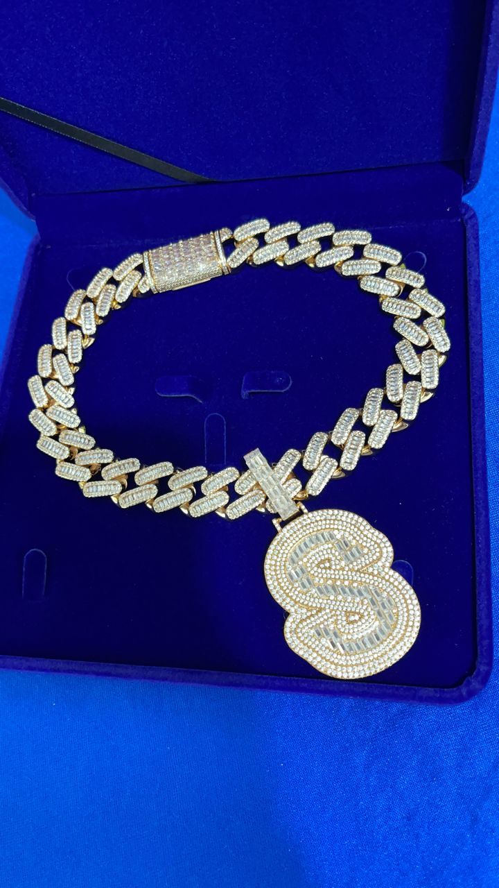 Icy Baguette Initial / 20mm Cuban Chain Bundle (ships in 3-4 weeks) - Certified Drip