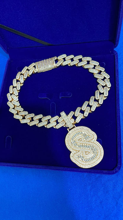 Icy Baguette Initial / 20mm Cuban Chain Bundle (ships in 3-4 weeks) - Certified Drip