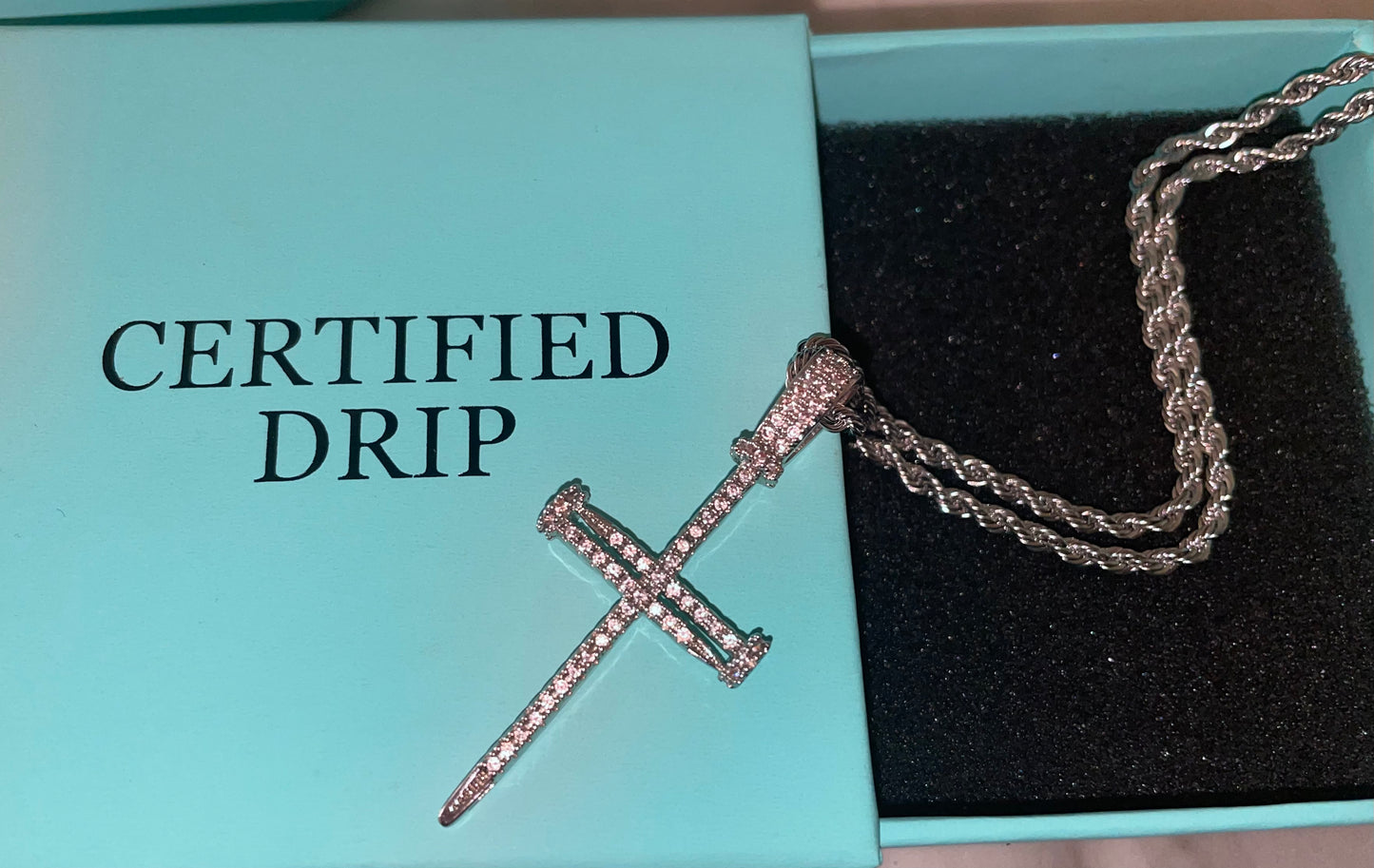 Iced Out Cross Nail Pendant - Certified Drip