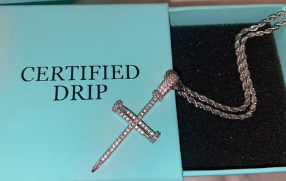 Iced Out Cross Nail Pendant - Certified Drip