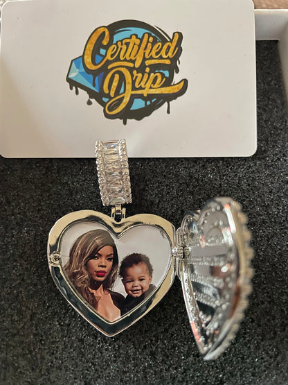 Iced Heart Photo Pendant & 4mm Tennis Chain Bundle