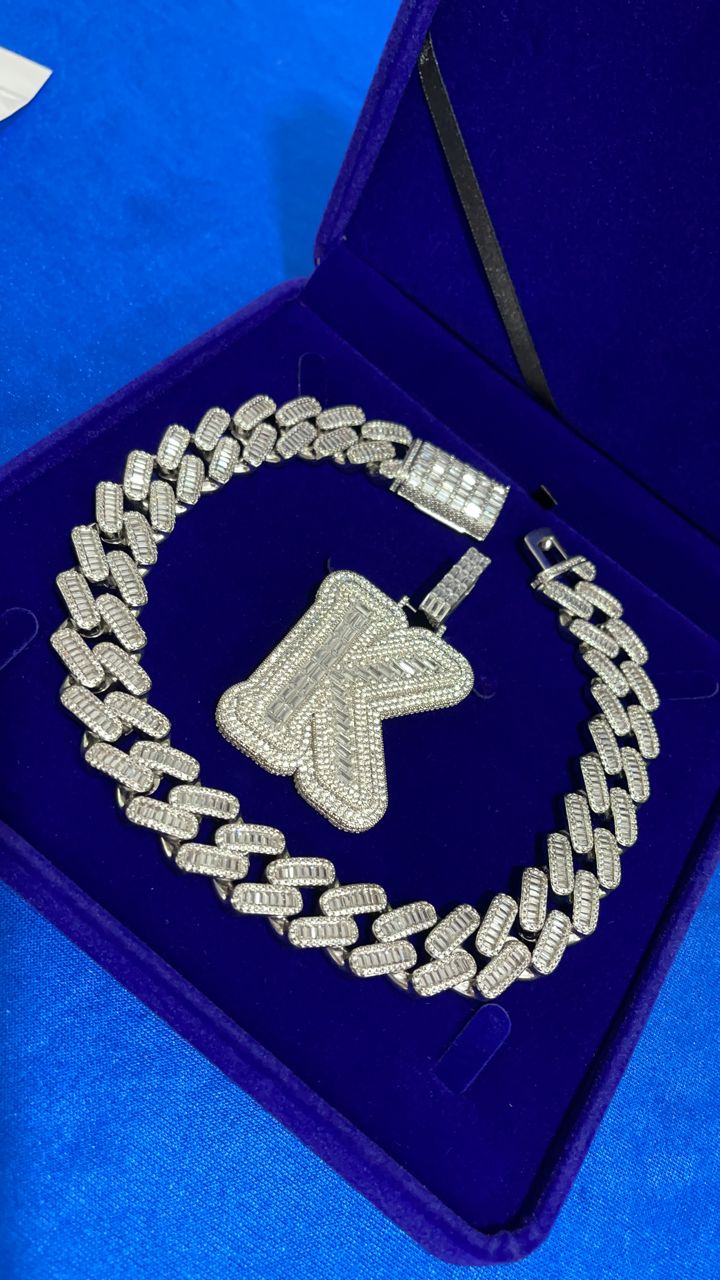 Icy Baguette Initial / 20mm Cuban Chain Bundle (ships in 3-4 weeks) - Certified Drip