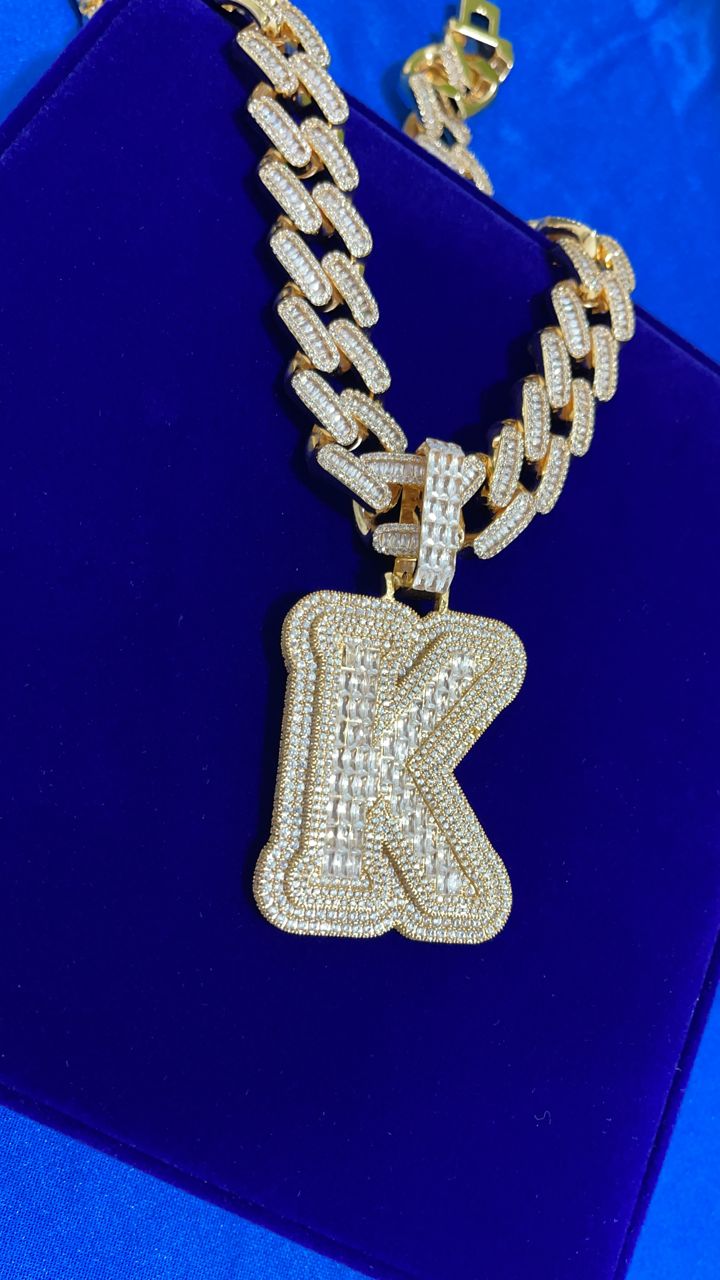 Icy Baguette Initial / 20mm Cuban Chain Bundle (ships in 3-4 weeks) - Certified Drip