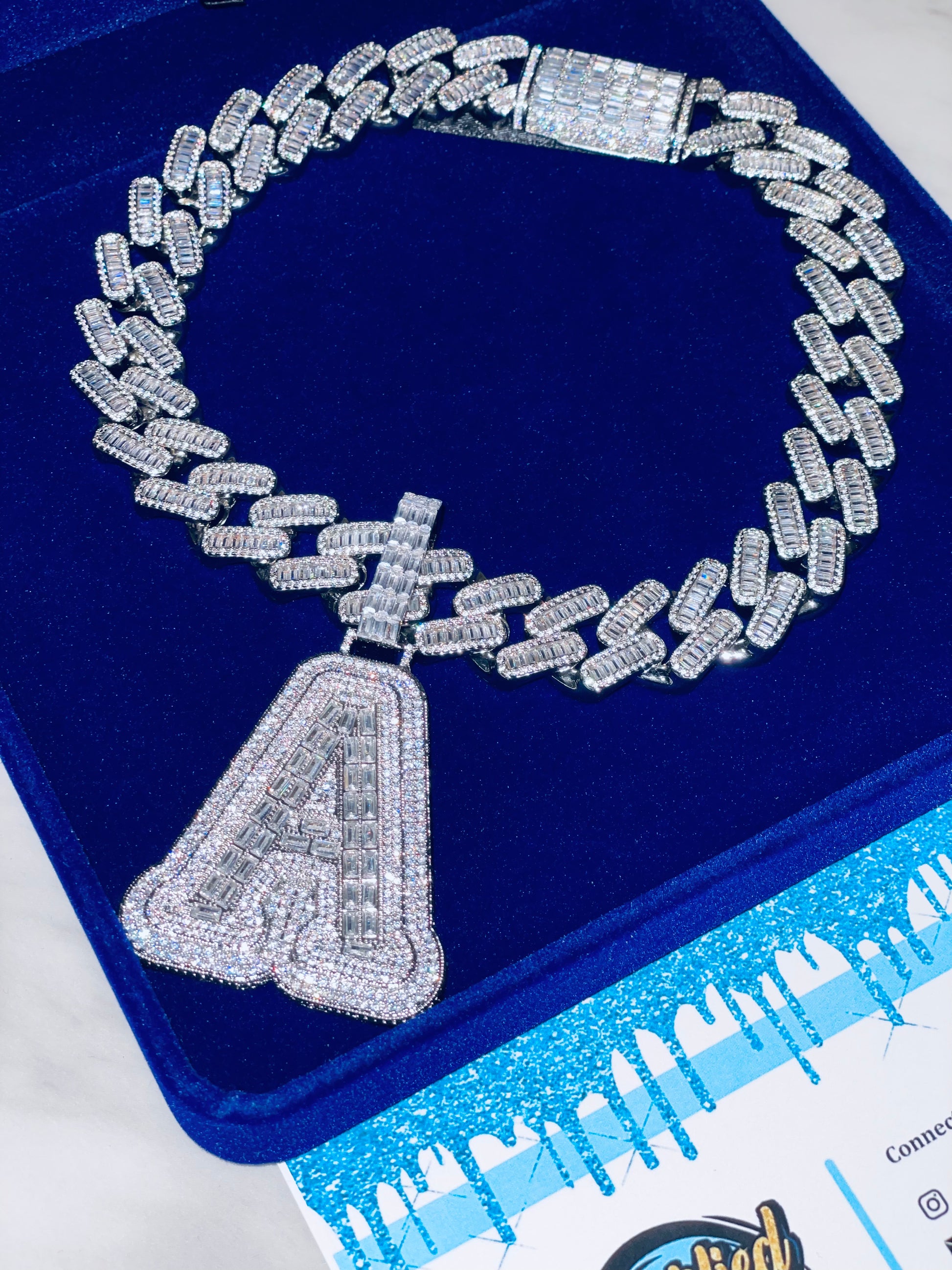 Icy Baguette Initial / 20mm Cuban Chain Bundle (ships in 3-4 weeks) - Certified Drip